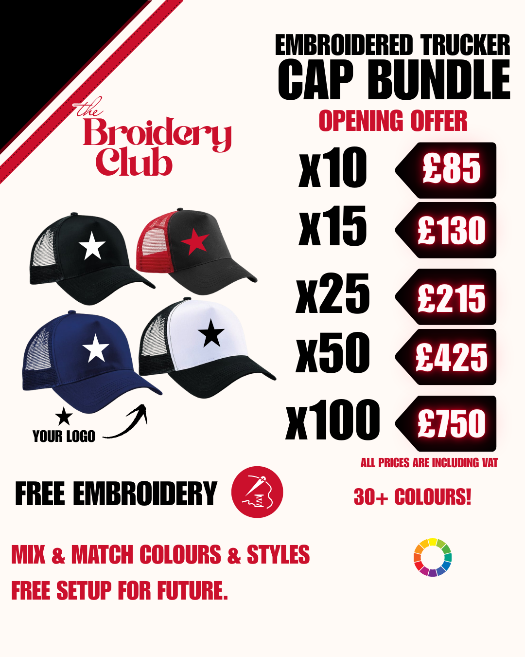 Trucker Cap Bundle FREE EMBROIDERY