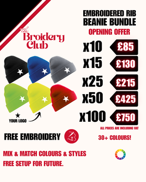 Rib Beanie Hat Bundle FREE EMBROIDERY